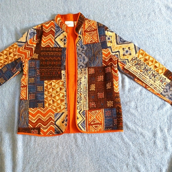 NWOT Alfred Dunner Patchwork Open Front Rich Colors Quilted Jacket/ Blazer Sm - Picture 8 of 9